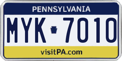 PA license plate MYK7010