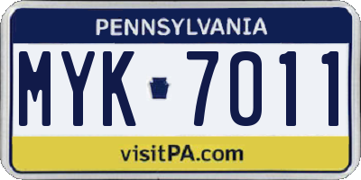PA license plate MYK7011