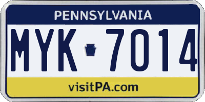 PA license plate MYK7014
