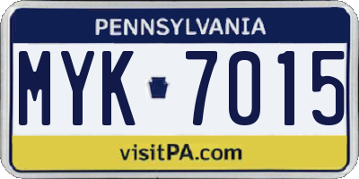 PA license plate MYK7015