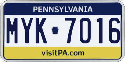 PA license plate MYK7016