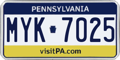 PA license plate MYK7025