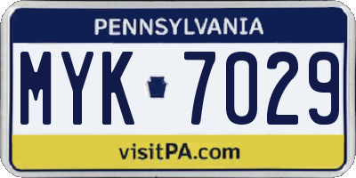 PA license plate MYK7029