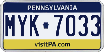 PA license plate MYK7033