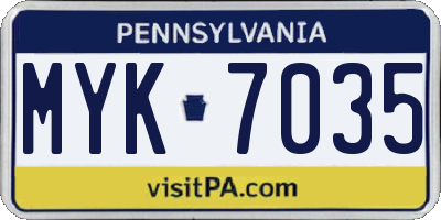 PA license plate MYK7035