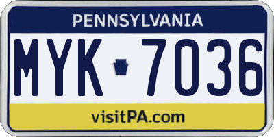 PA license plate MYK7036