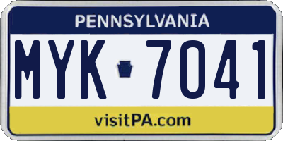 PA license plate MYK7041