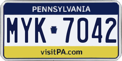 PA license plate MYK7042