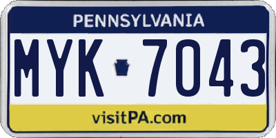 PA license plate MYK7043