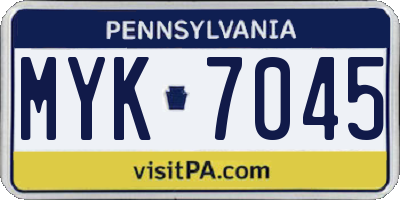 PA license plate MYK7045