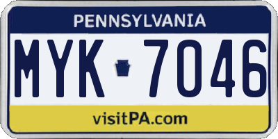 PA license plate MYK7046