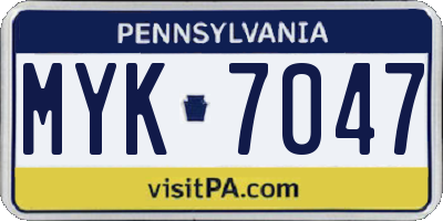 PA license plate MYK7047