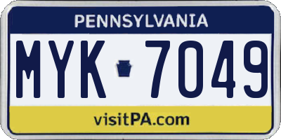 PA license plate MYK7049