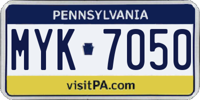 PA license plate MYK7050