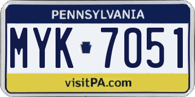 PA license plate MYK7051