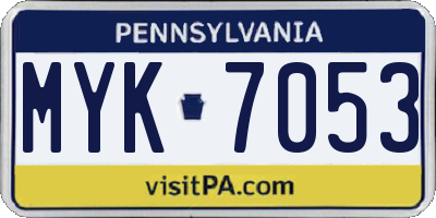 PA license plate MYK7053