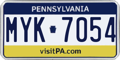 PA license plate MYK7054
