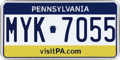 PA license plate MYK7055