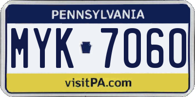 PA license plate MYK7060