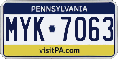 PA license plate MYK7063