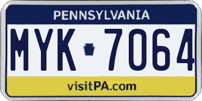 PA license plate MYK7064