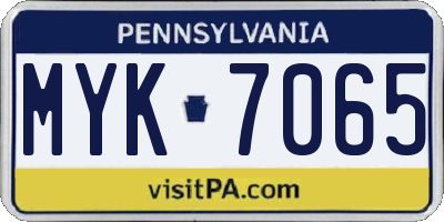 PA license plate MYK7065
