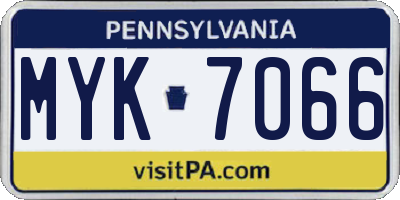 PA license plate MYK7066