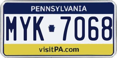 PA license plate MYK7068
