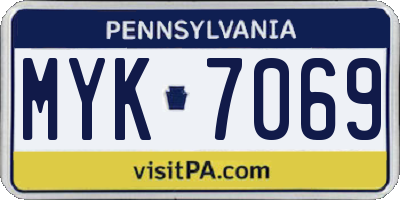 PA license plate MYK7069