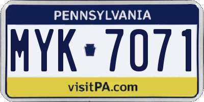 PA license plate MYK7071