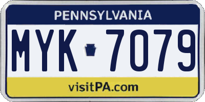PA license plate MYK7079