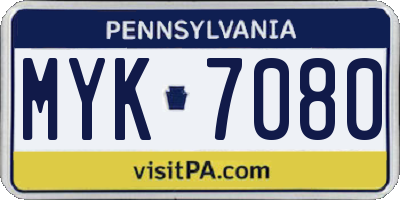 PA license plate MYK7080