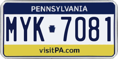 PA license plate MYK7081