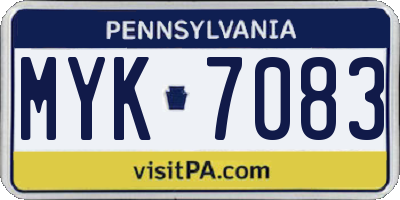 PA license plate MYK7083