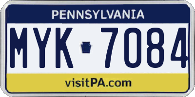 PA license plate MYK7084