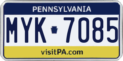 PA license plate MYK7085