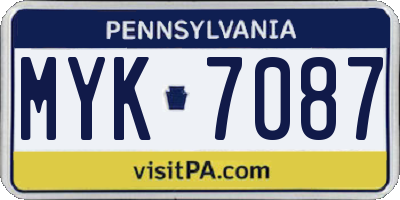 PA license plate MYK7087