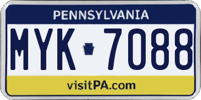 PA license plate MYK7088