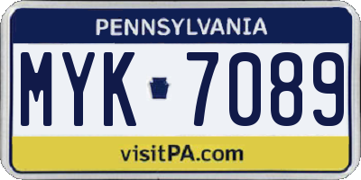 PA license plate MYK7089