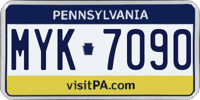 PA license plate MYK7090