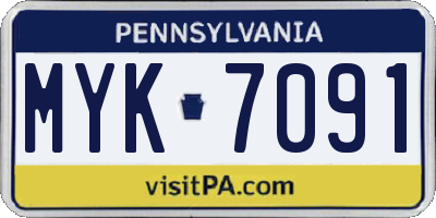 PA license plate MYK7091