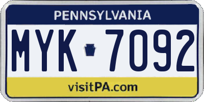 PA license plate MYK7092