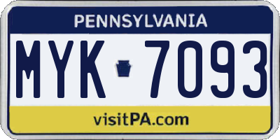 PA license plate MYK7093