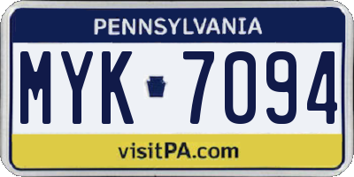 PA license plate MYK7094