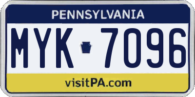 PA license plate MYK7096