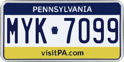 PA license plate MYK7099