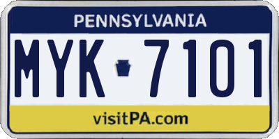 PA license plate MYK7101