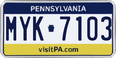 PA license plate MYK7103