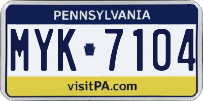 PA license plate MYK7104