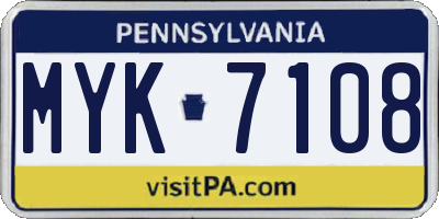 PA license plate MYK7108